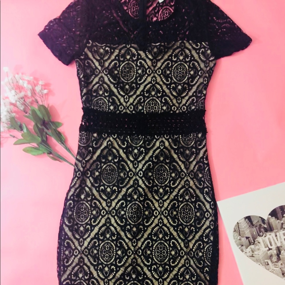 Black Lace Midi Dress